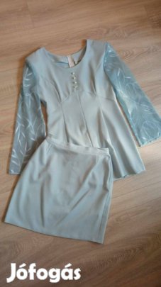 Kb 38as női kék mintás ujjú blúz és szoknya