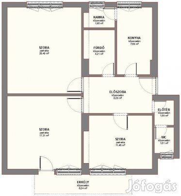 Kecskemét Hunyadiváros 3 szoba 74 m2 1.em erkély tégla lakás garázzsal