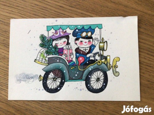 Kecskeméty Károly eredeti képeslap terve 21 x 13,5 cm tempera