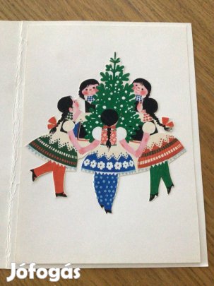 Kecskeméty Károly eredeti képeslap terve Télünnep 20x14 cm tus, papírk