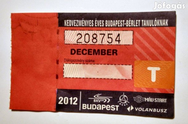 Kedvezményes Éves Budapest-Bérlet Tanulóknak 2012 December (2képpel)