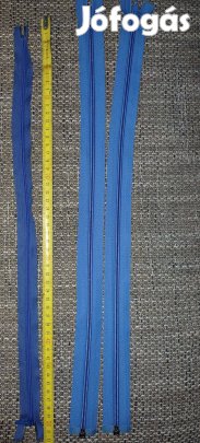 Kék 50-55cm cipzár 1 és 2db, gyerek kabáthoz