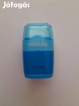 Kék Nebulo radír és hegyező műanyag dobozban