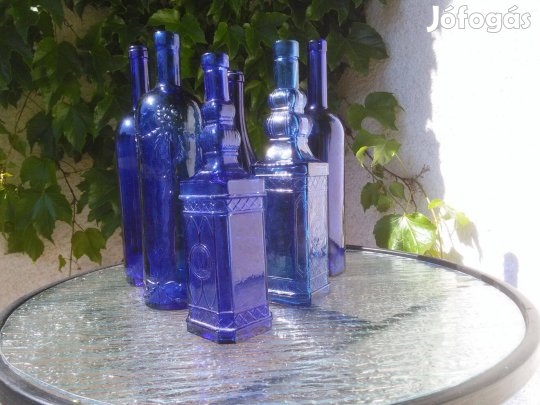 Kék Üveg palackok díszüveg