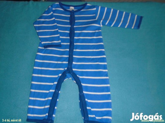 Kék - fehér csíkos rugdalózó 3-6 hó (méret 68)