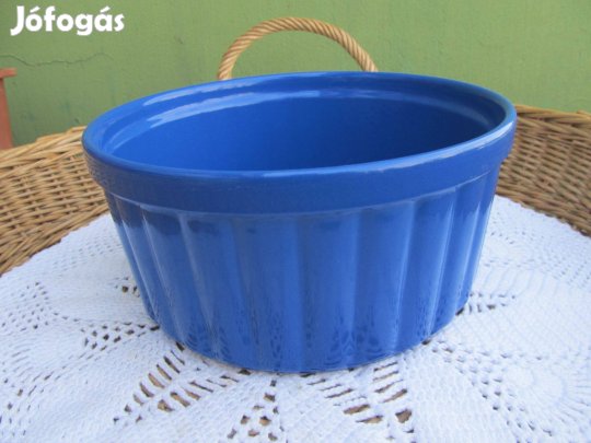 Kék, sütésálló, jelzett kőporcelán tál