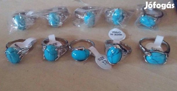 Kék, tűrkíz gyűrűk 10 db