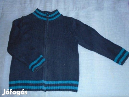 Kék cipzáras pulóver kardigán 2 évesre méret 92