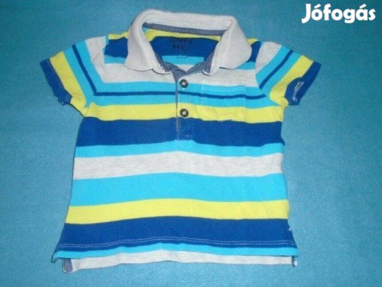 Kék csíkos és galléros póló 6-9 hó (méret 74)