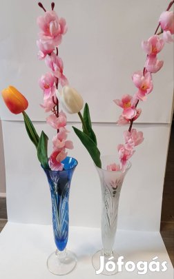 Kék és fehér ólomkristály váza 4500ft/db 