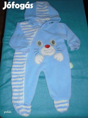 Kék és kapucnis polár rugdalózó 3-6 hó (méret 68)