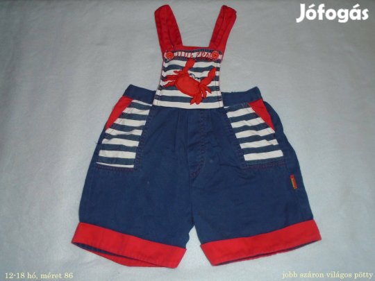 Kék és mintás kantáros rövidnadrág 12-18 hó (méret 86)