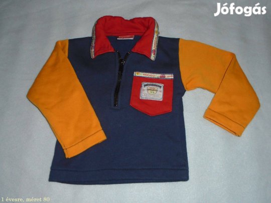 Kék és narancssárga pulóver 1 évesre (méret 80) galléros pulóver