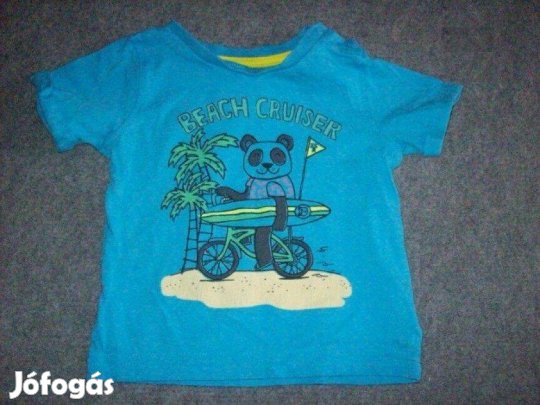 Kék és panda mintás póló 6-9 hó (méret 74)