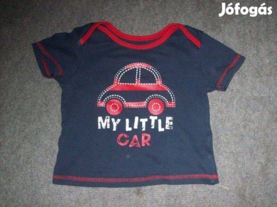 Kék és szemüveg mintás feliratos póló 6-9 hó (méret 74)