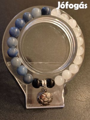 Kék-fehér szurkolói ásvány karkötő