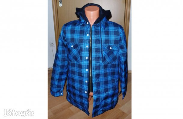 Kék-fekete kockás felső, dzseki, kabát