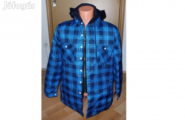 Kék-fekete kockás felső, dzseki, kabát