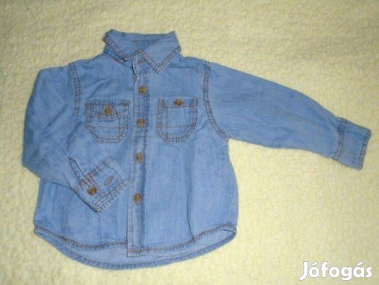 Kék hosszú ujjú ing farmering 9-12 hó (méret 80)