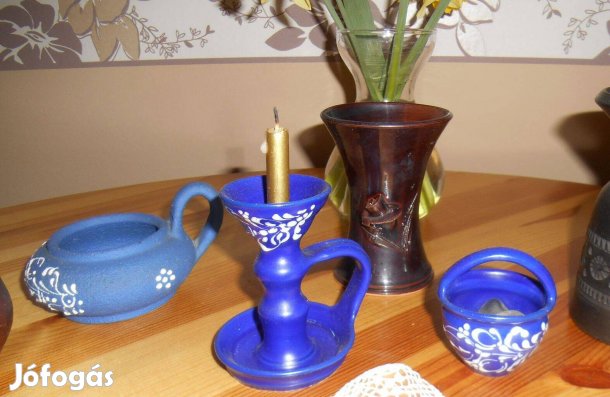 Kék kerámia, gyertyatartó