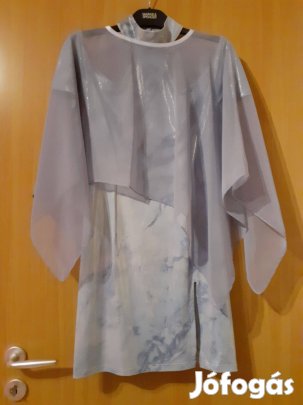 Kék koktél/alkalmi ruha hozzá illő pelerinnel S-M-es