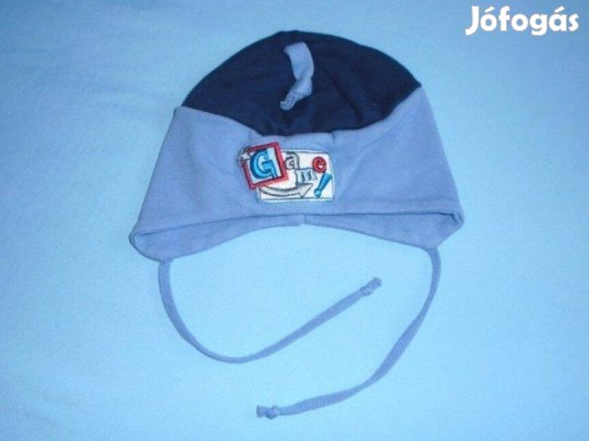 Kék kötős pamut sapka 3-6 hó (méret 68)