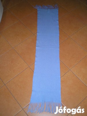 Kék kötött hosszú sál szép állapotban 125 cm + rojtokkal