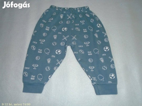 Kék labda mintás jogger nadrág 9-12 hó (méret 74 / 80)
