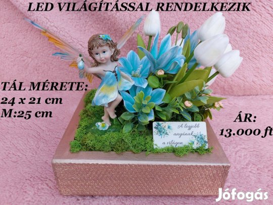 Kék magnóliás-Fehér tulipános-Tündéres Anyák napi ajándék !