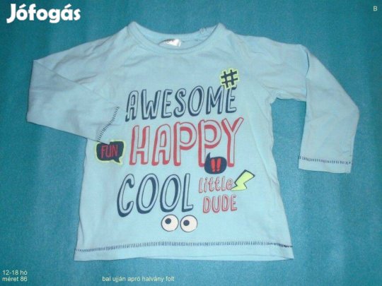 Kék mintás hosszú ujjú felső 12-18 hó (méret 86)