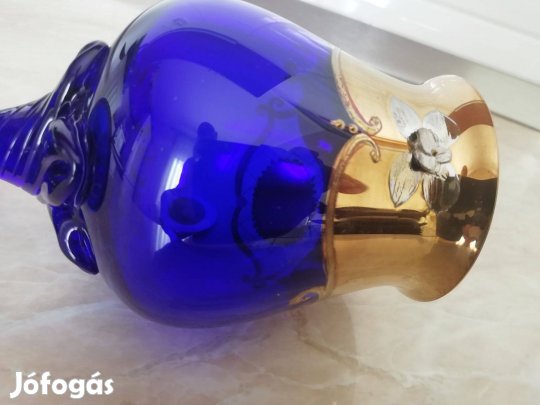 Kék mintás nagyon szép aranyozott díszpohár régi db