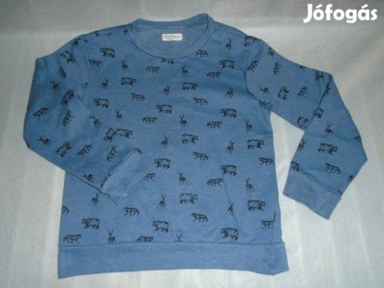 Kék mintás pulóver 8-9 évesre (méret 134)