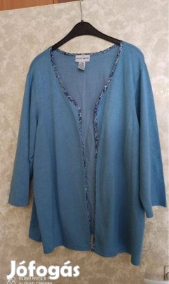 Kék nagy méretű divatos nyitott kardigán 50-es