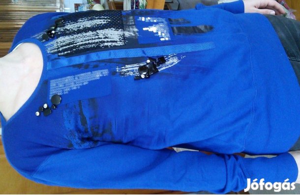 Kék női hosszúujjú felső L L-es királykék kék hosszú ujjú blúz