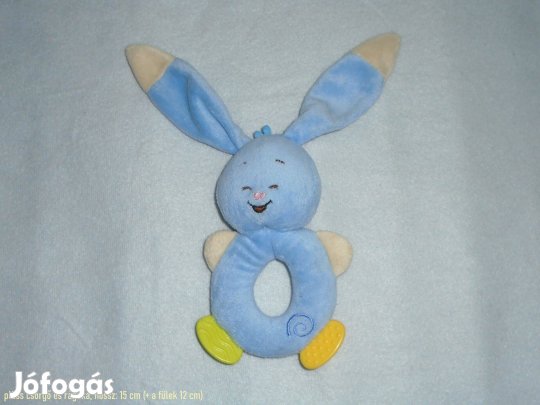 Kék nyuszi plüss csörgő és rágóka
