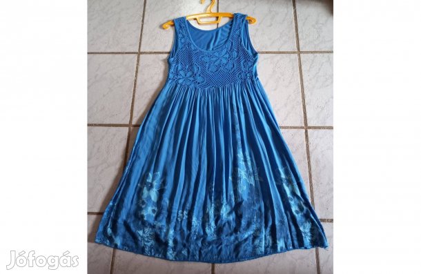 Kék olasz pamut ruha 40-42-es - Új