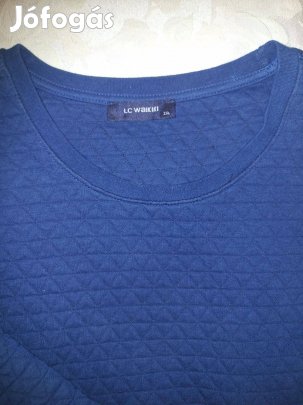 Kék steppelt férfi pulóver XL