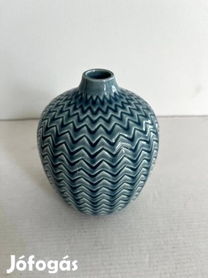 Kék színű égetett mázas design kerámia váza