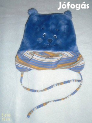 Kék színű mintás sapka 5-6 hó - 43 cm