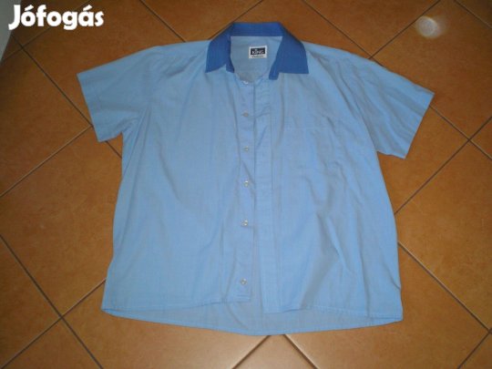 Kék színű sötétkék gallérral férfi rövid ujjú ing L-es L King