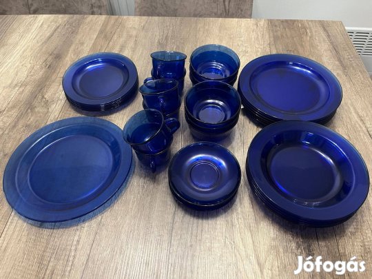 Kék üveg 36 db-os étkészlet