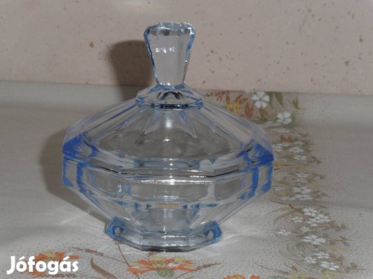 Kék üveg cukortartó, bonbonier