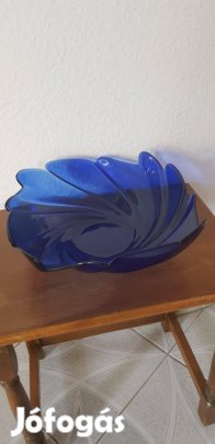 Kék üveg gyümölcs kínáló tál 1000 Ft 28 cm átm