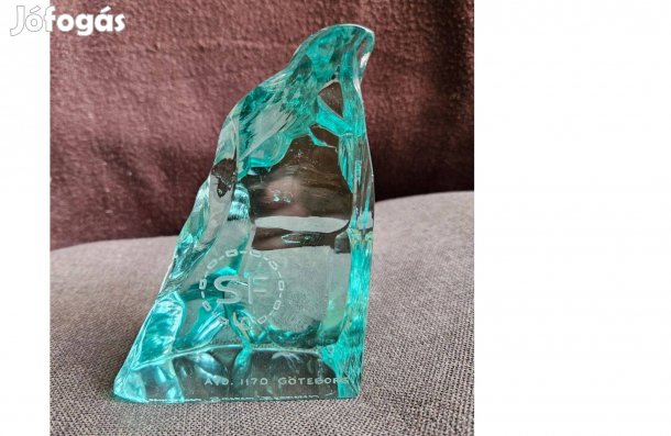 Kék üveg jéghegy, levélnehezék, svéd szobor