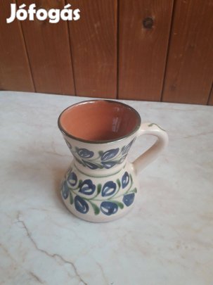 Kék-zöld-fehér mázas kerámia váza