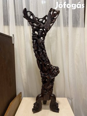 Keleti áttört díszes kézi faragású fa szobor