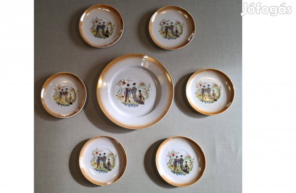 Keleti mintás régi Zsolnay süteményes készlet