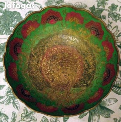 Keleti páva mintás talpas dísztál