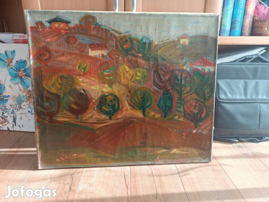 Kelle Sándor: Ősz domboldal olajfestmény