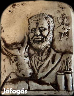 Keménycserép relief festő alakkal
